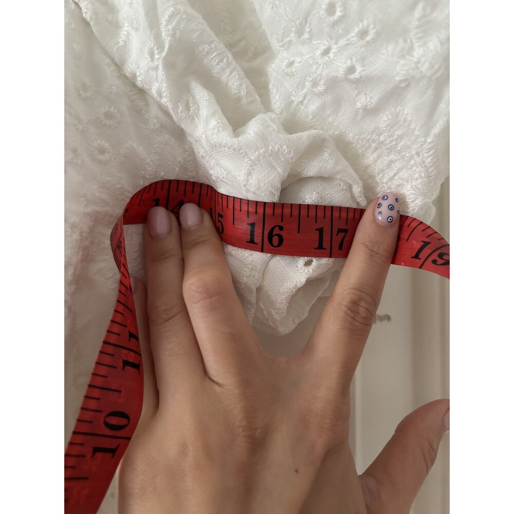 Trixxi White Puff Sleeve Eyelet Dress M - Picture 5 of 9